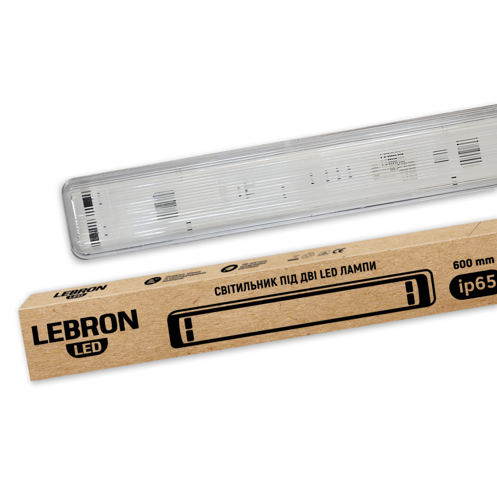 Світильник для LED ламп Т8 LEBRON L-2*600мм, G13, ІР65